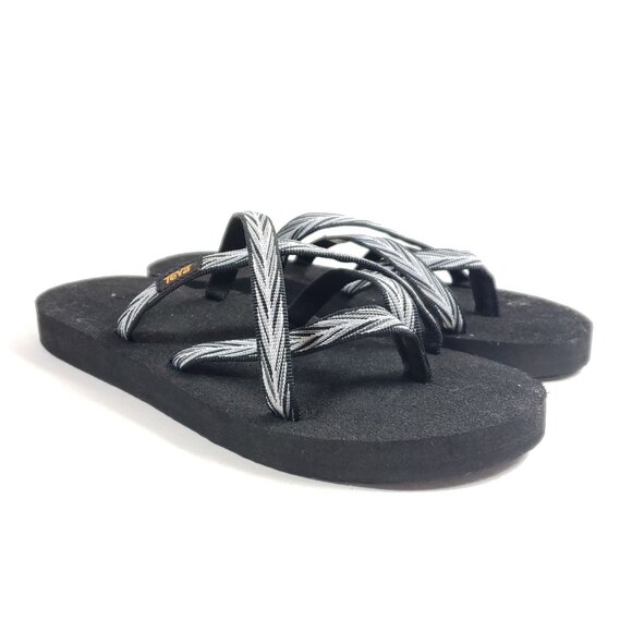 Teva Flip Flops Black & Grey Strappy Sandals Women's Size 8 - Picture 2 of 9
